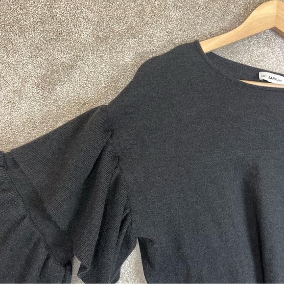 Zara Sweater Womens Small Gray Pullover Flared Sleeve Viscose Blend- 9701* - Picture 7 of 9
